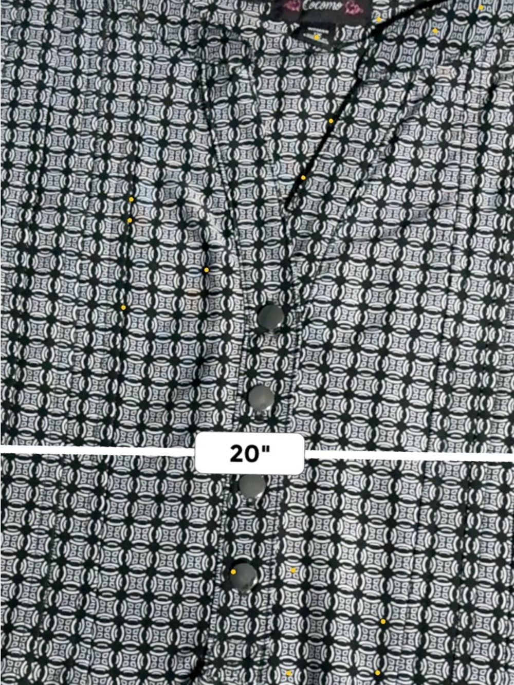 Cocomo 1X Black White Geometric Blouse | Flowy Button Front Top - Picture 5 of 5
